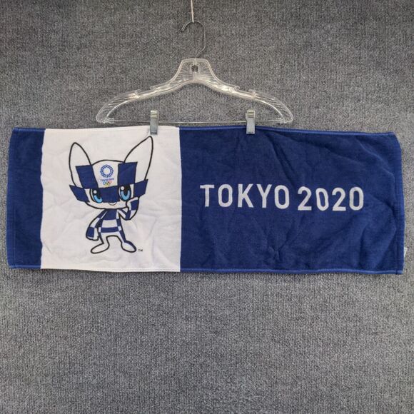 Tokyo 2020 Official Olympics Towel Blue White 12.5x33 Anime Mascot Logo - Picture 2 of 6